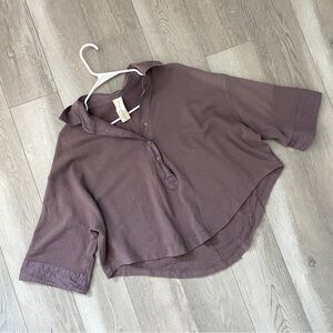 The Well Kept Society Sweatshirt half button polo womens Purple (small) oversize